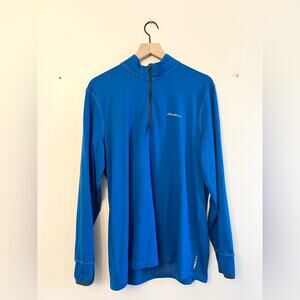 Eddie Bauer blue 1/4 zip mens active top layering piece running workout hiking